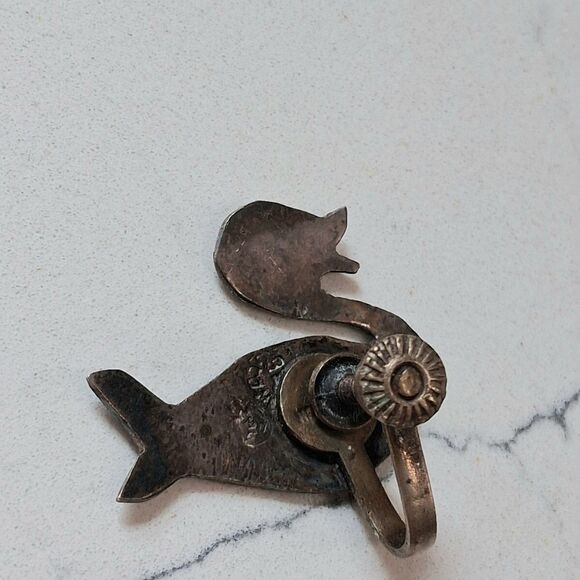 Vintage Sterling Silver Mexico Taxco Abalone Screwback Earrings Bird Duck READ - Picture 5 of 6